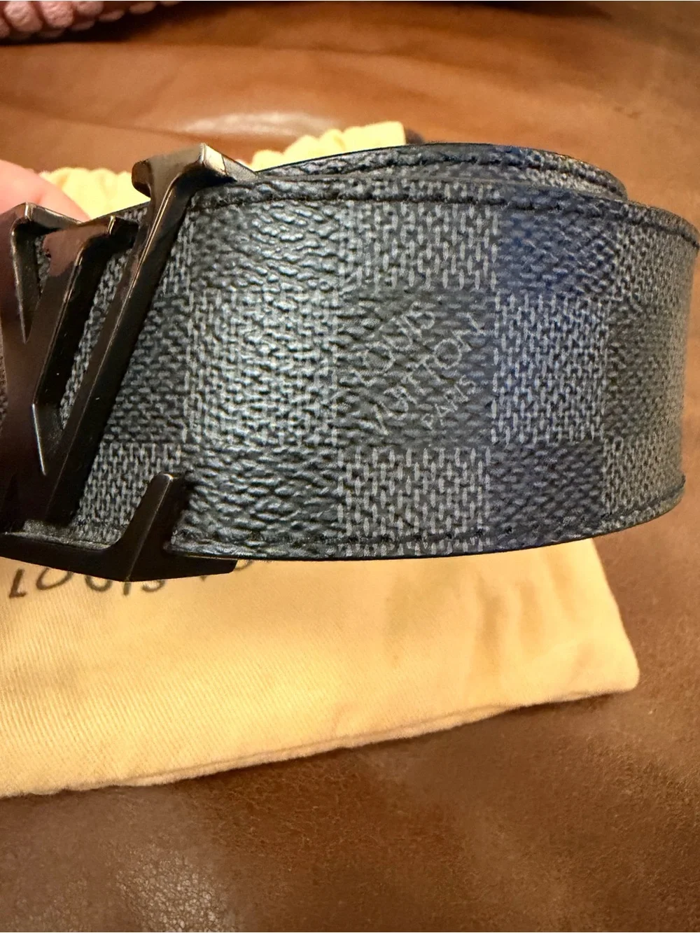 Louis Vuitton Damier Graphite LV Initiales Belt - Black/Grey Hardware